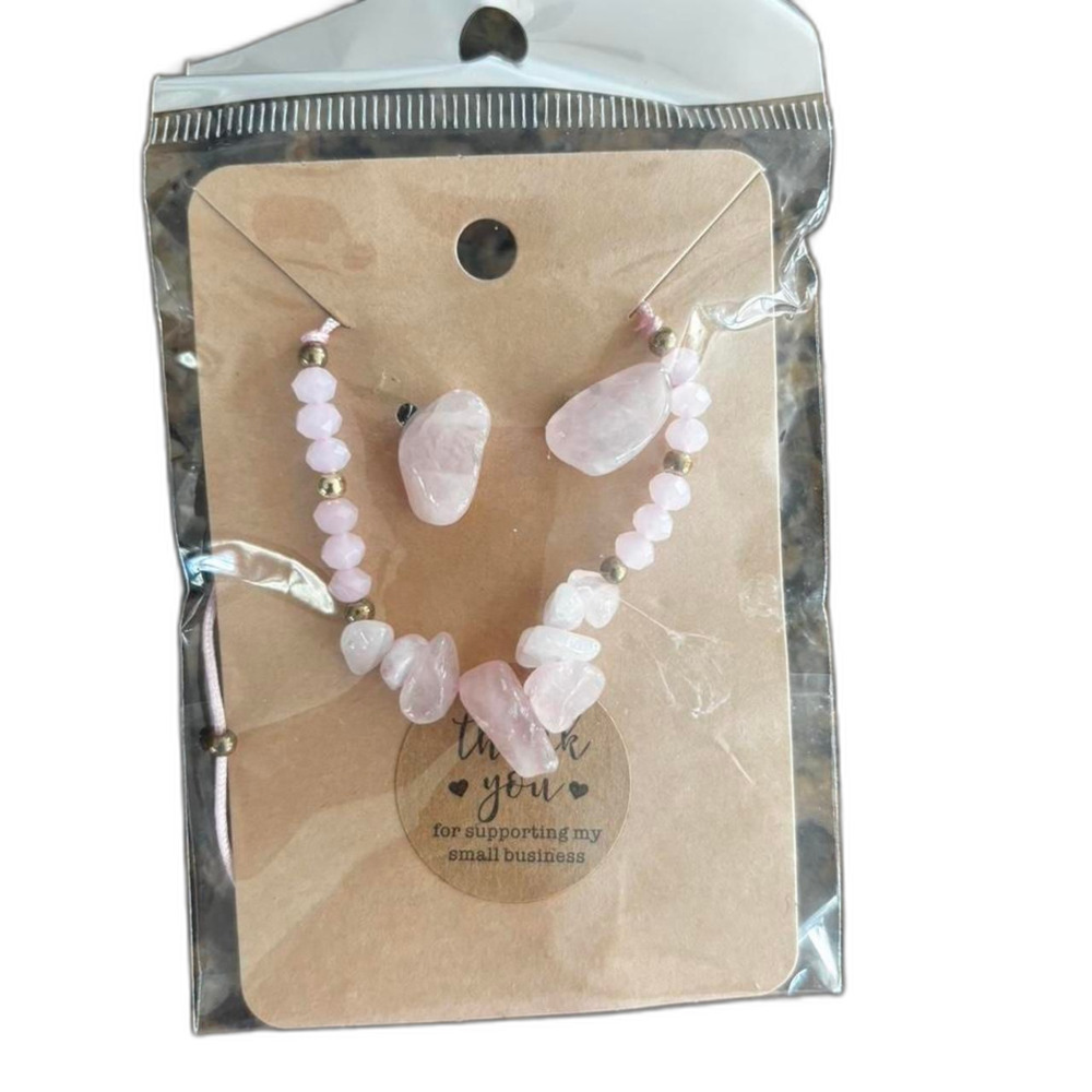 Rose Quartz Crystal Necklace — NWT
